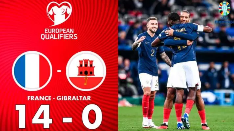 La France bat Gibraltar 14-0 et se qualifie pour l’Euro 2024